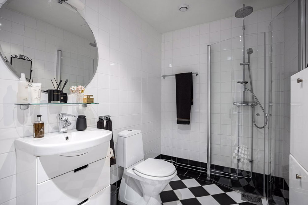 salle de bain carrelage à damier