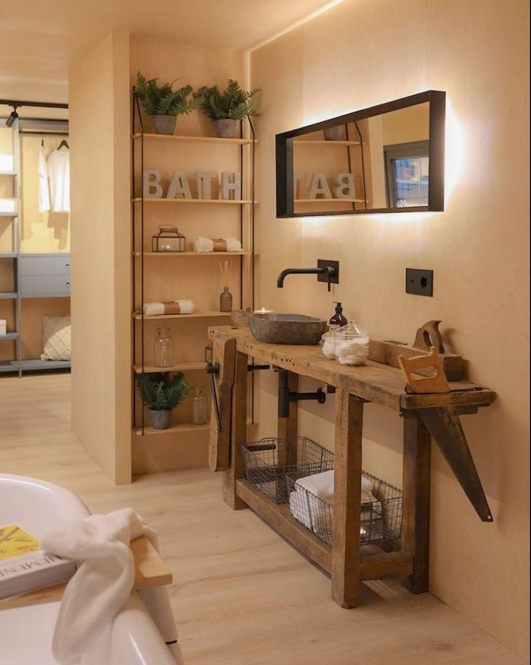 salle de bain rustique