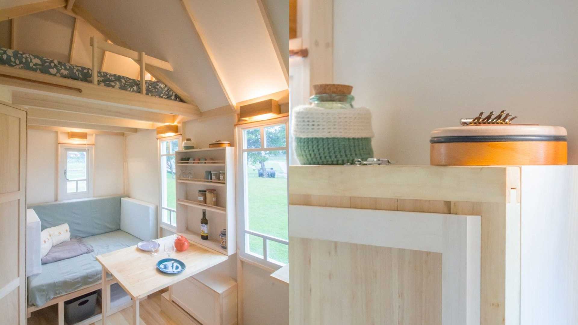 salon avec mezzanine Tiny House Cahute 8m2 salon avec mezzanine Tiny House Cahute 8m2