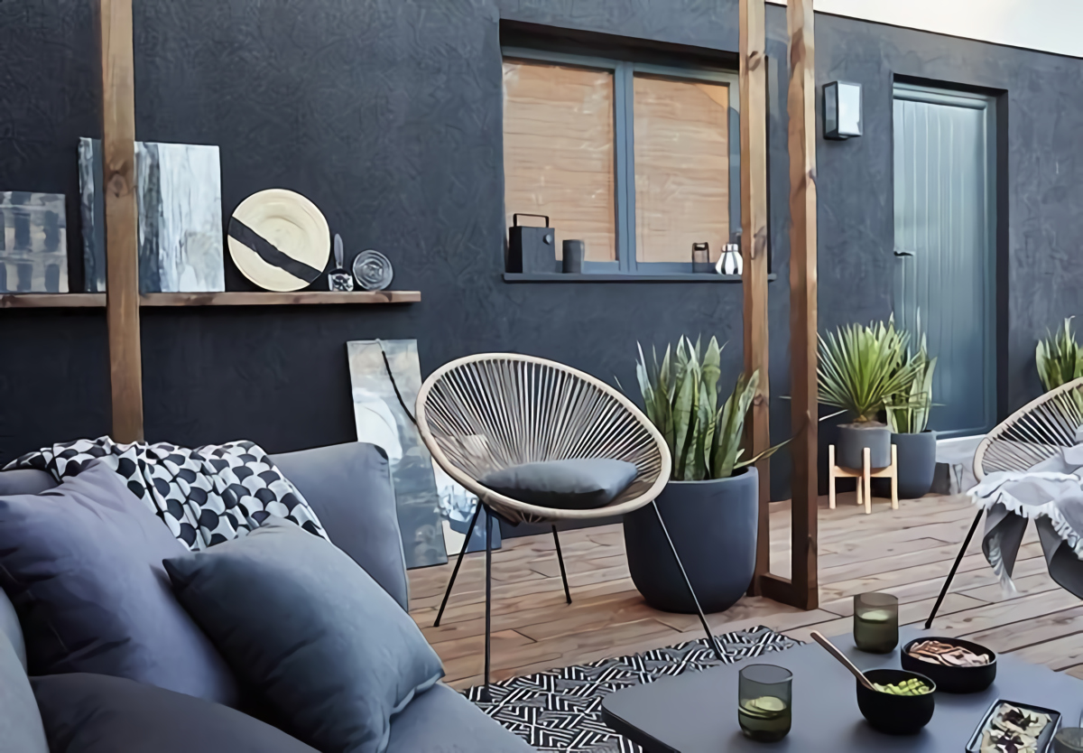 terrasse design avec fauteuil acapulco