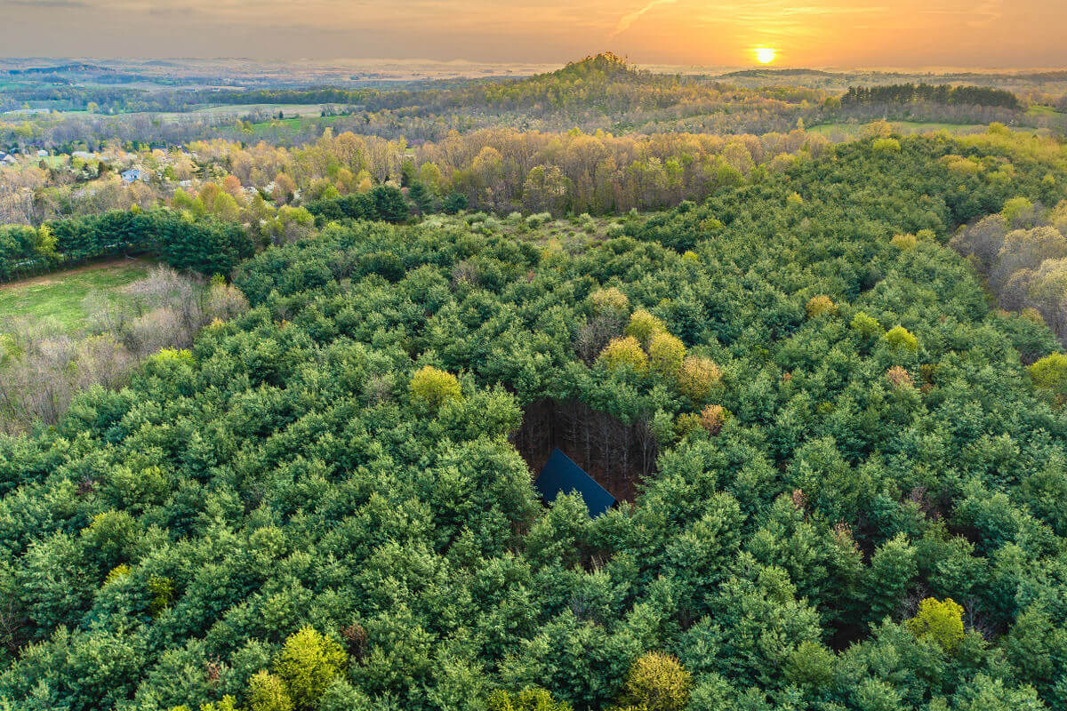 maison en bois cachée dans une clairière maison en bois cachée dans une clairière