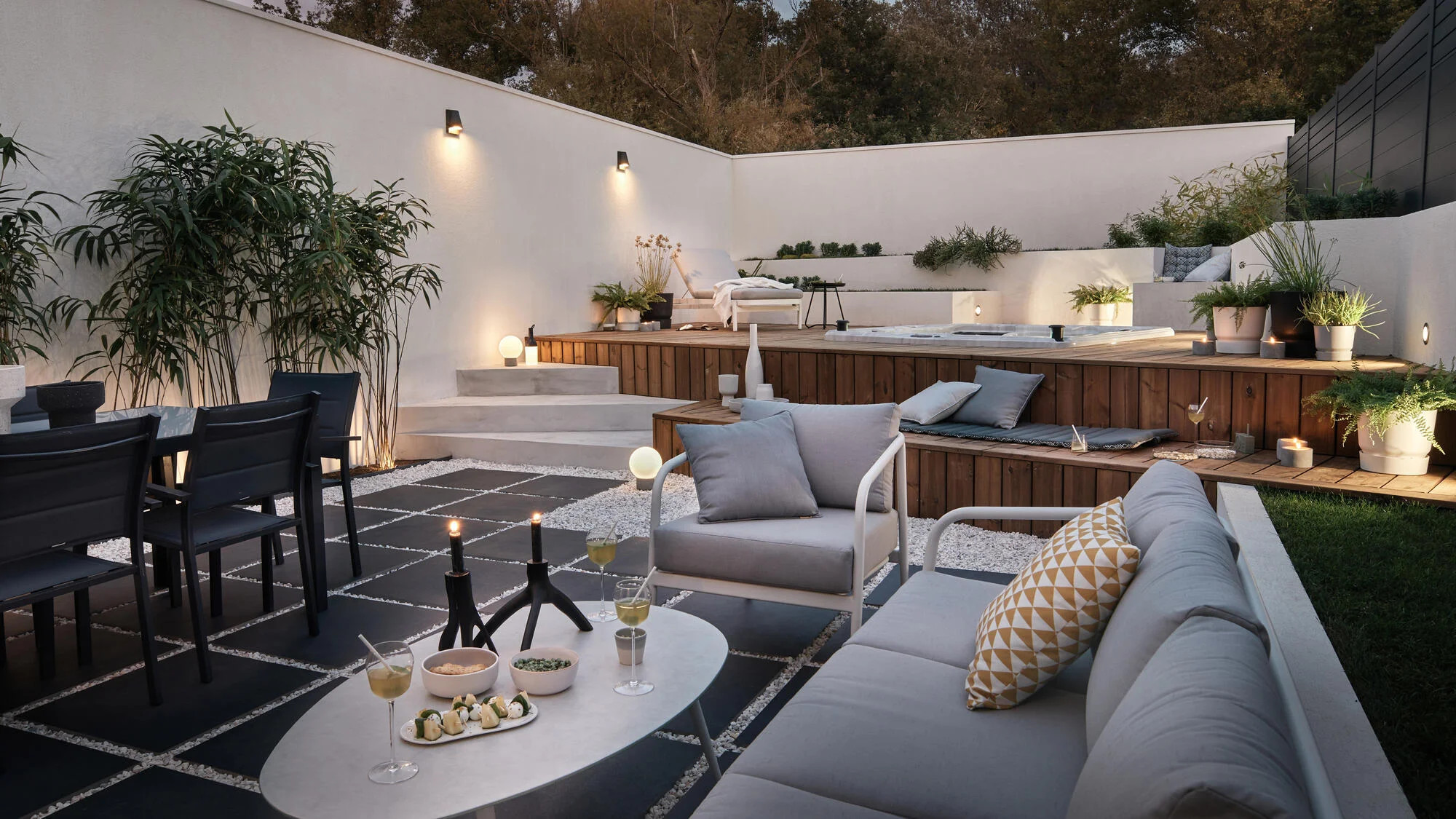 jardin avec spa vue nuit jardin avec spa vue nuit