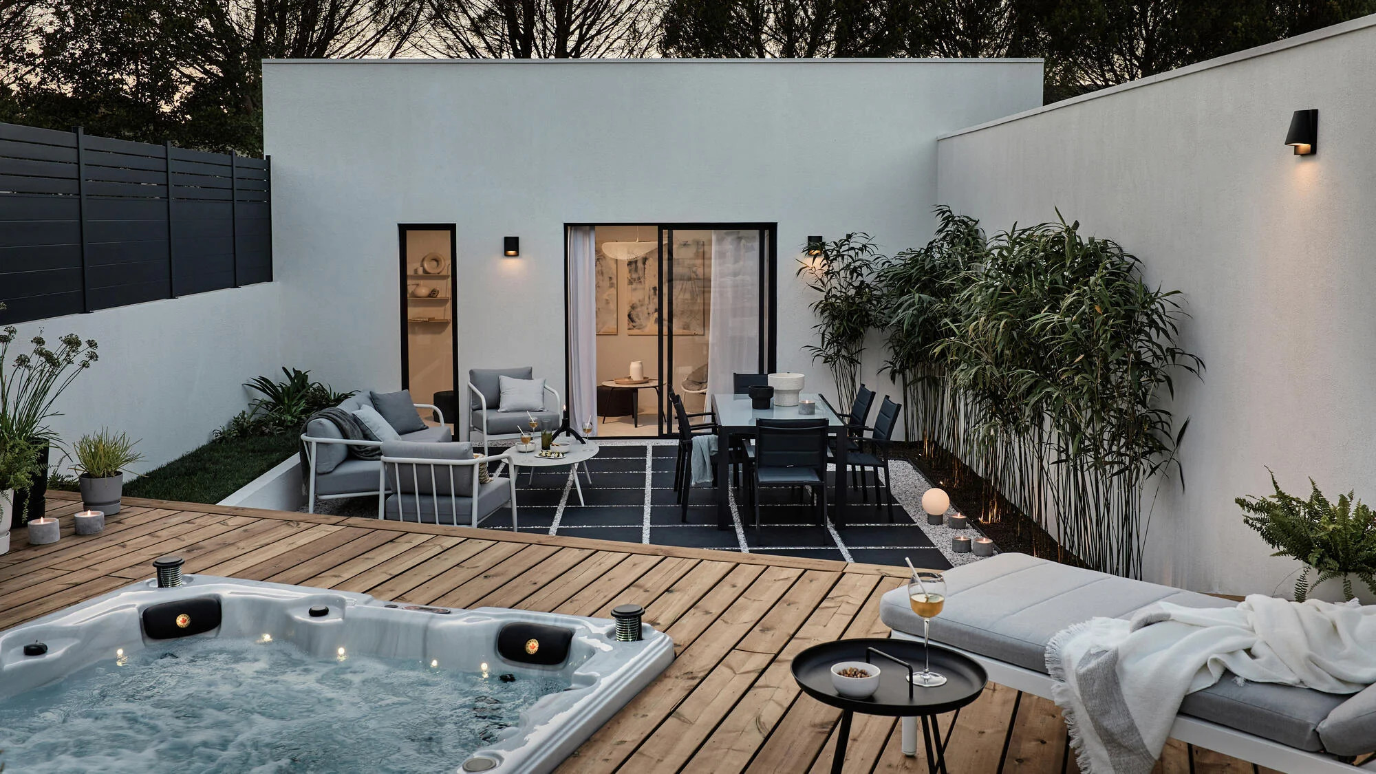 jardin avec spa vue nuit jardin avec spa vue nuit
