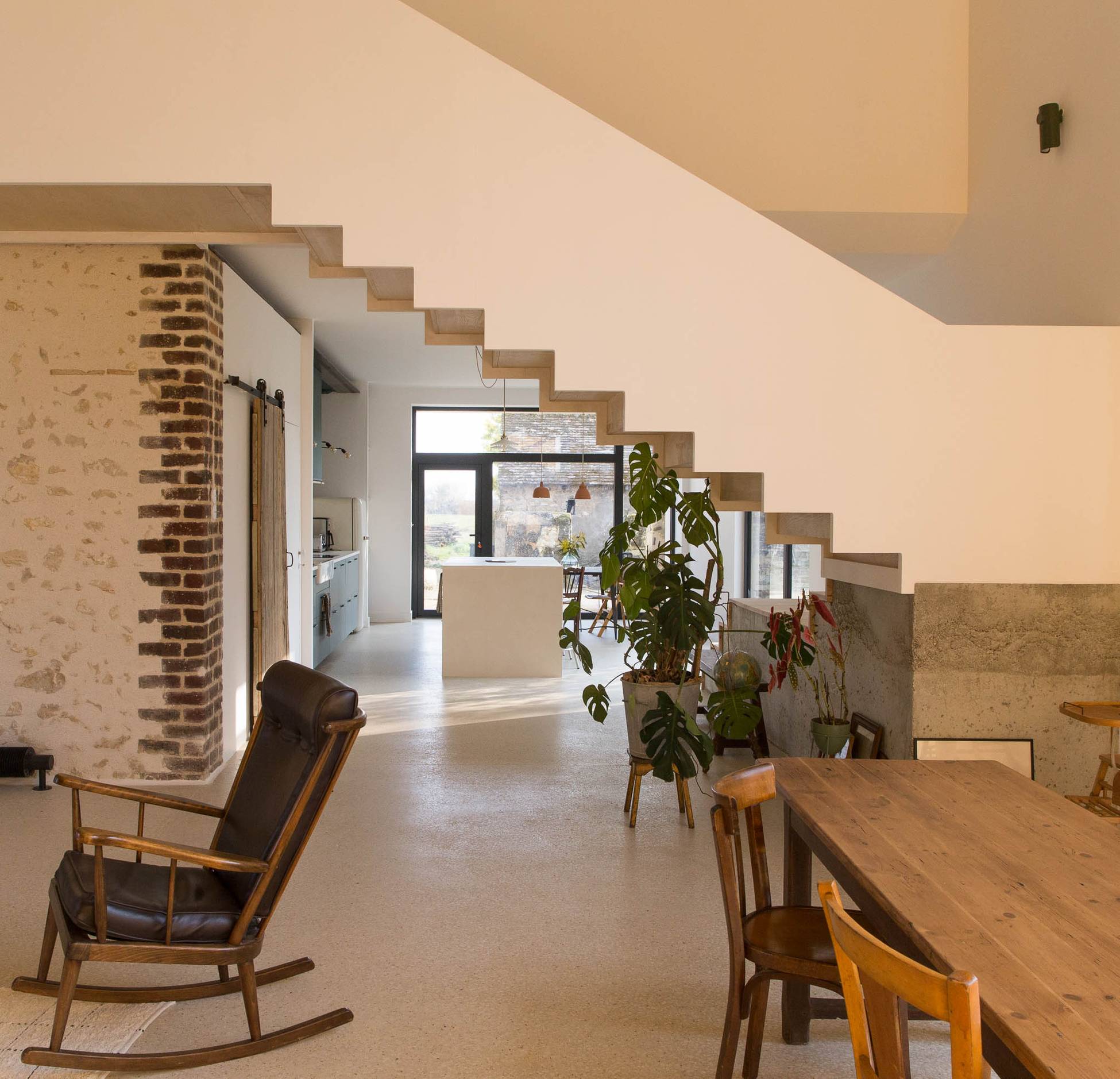 salon grange rénovée