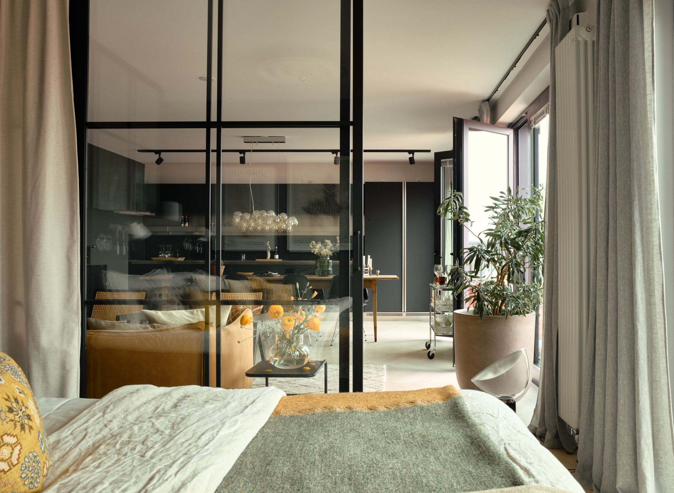 chambre avec verrière décoration contemporaine
