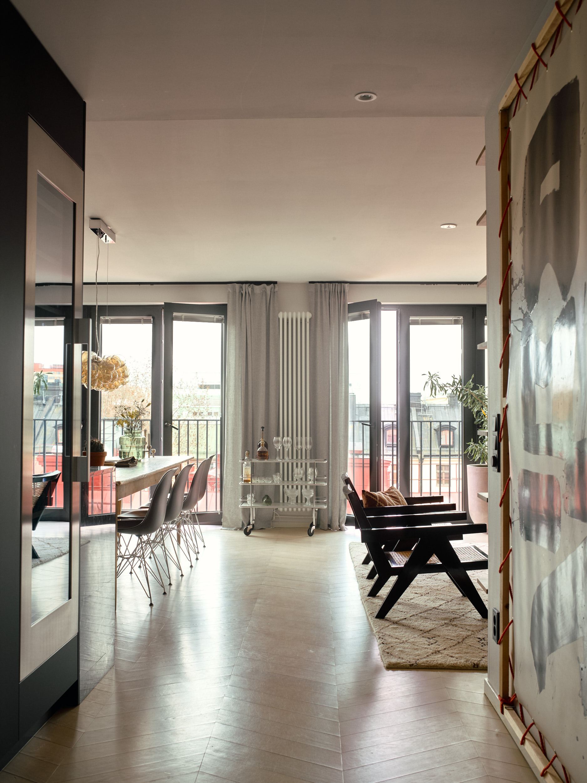 entrée avec parquet chevrons