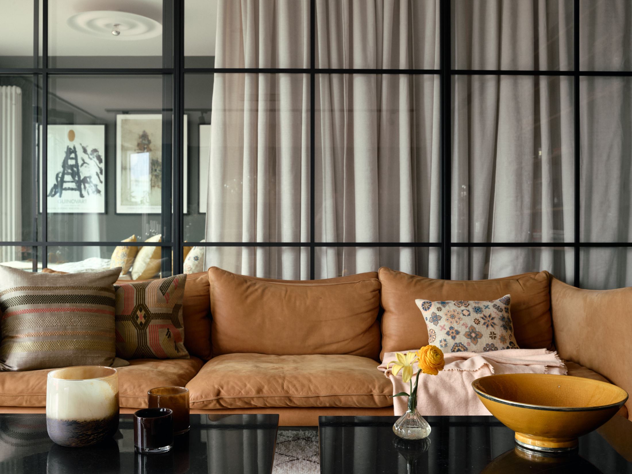 salon avec verrière décoration contemporaine