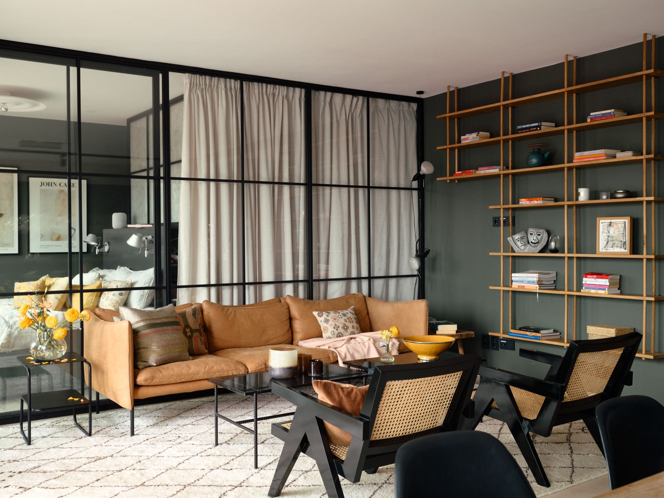 salon avec verrière décoration contemporaine