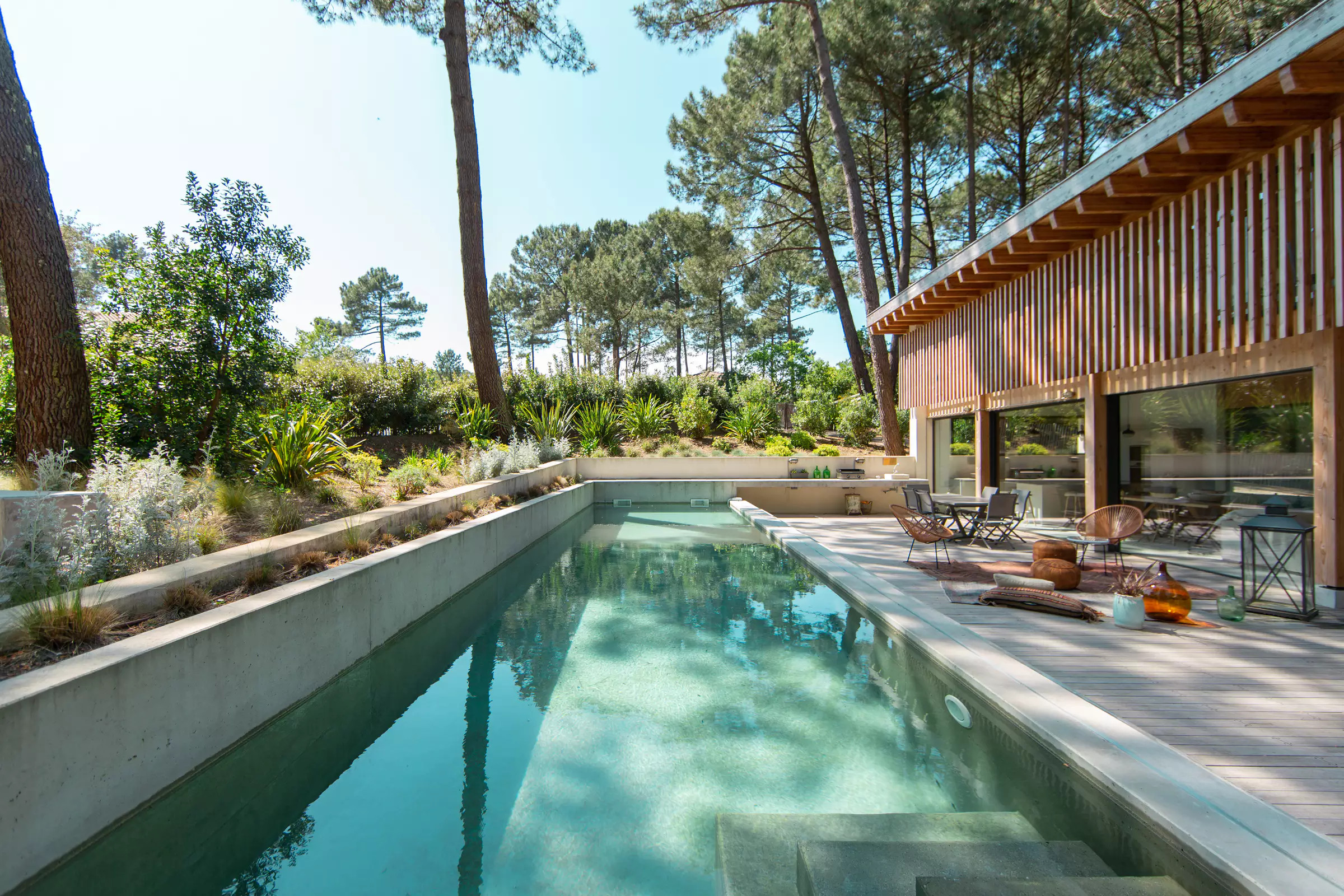 terrasse avec piscine maison en bois le Cap Ferret terrasse avec piscine maison en bois le Cap Ferret