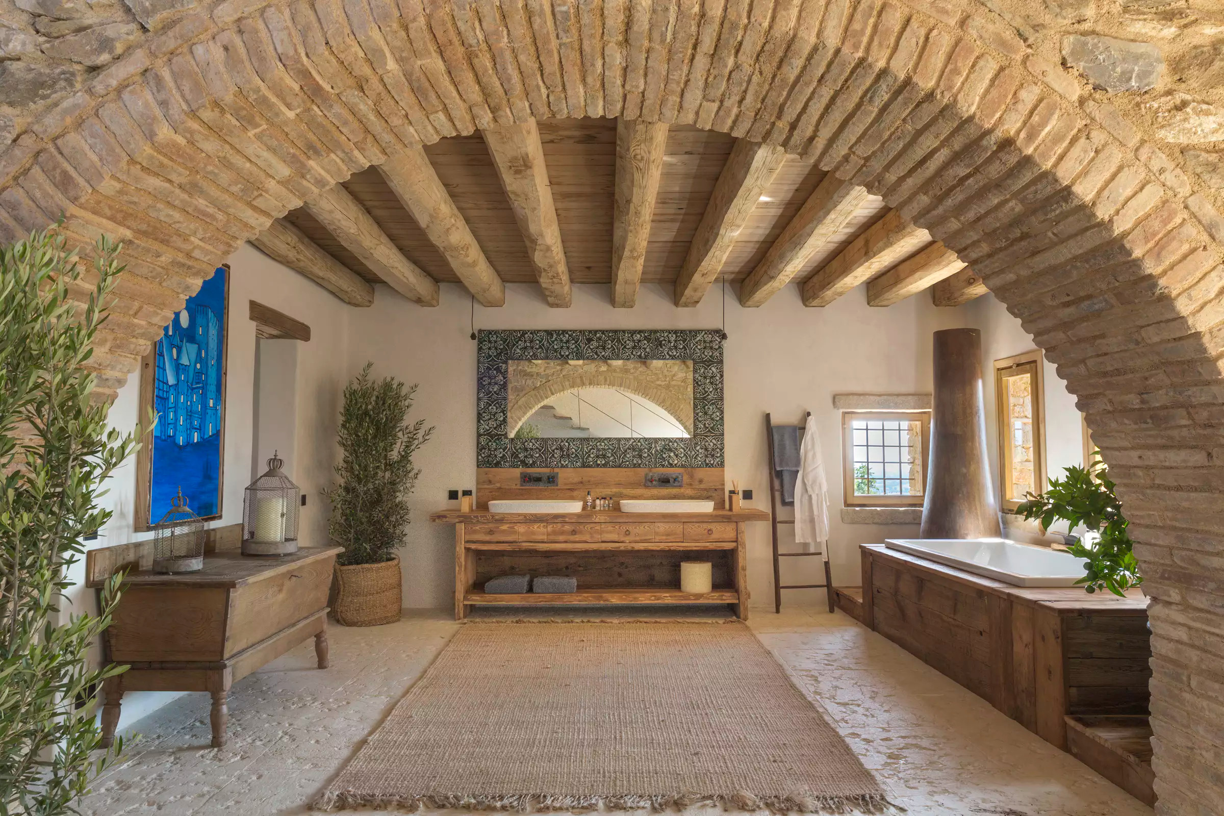 salle de bain rustique