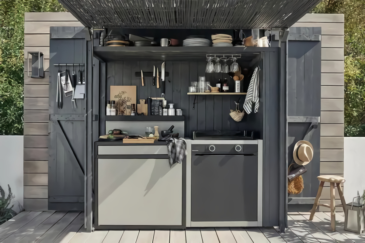 cuisine d'été sur terrasse bois