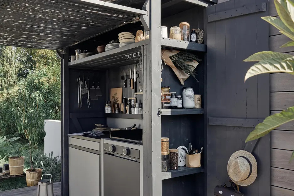 cuisine d'été sur terrasse bois