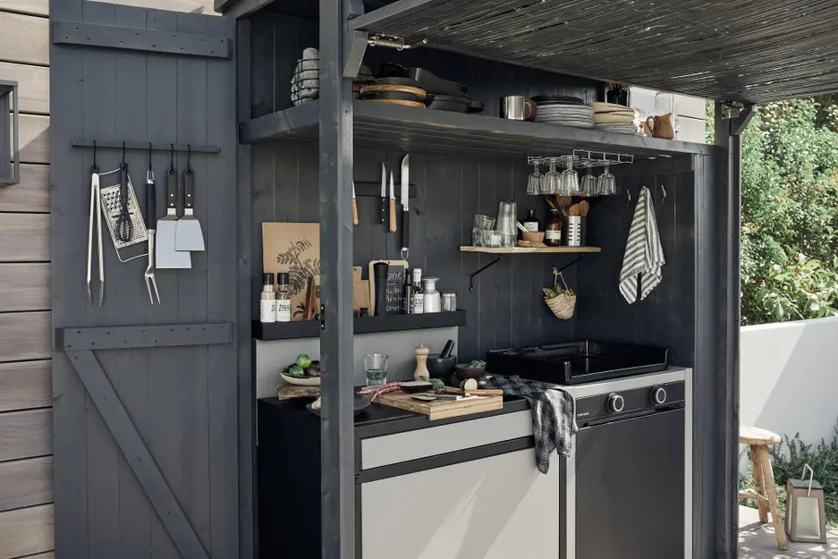 cuisine d'été sur terrasse bois