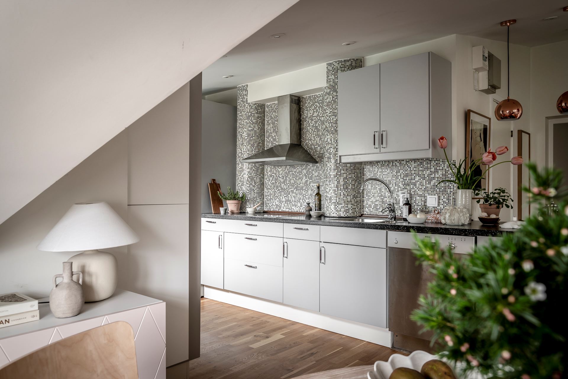 cuisine ouverte grise