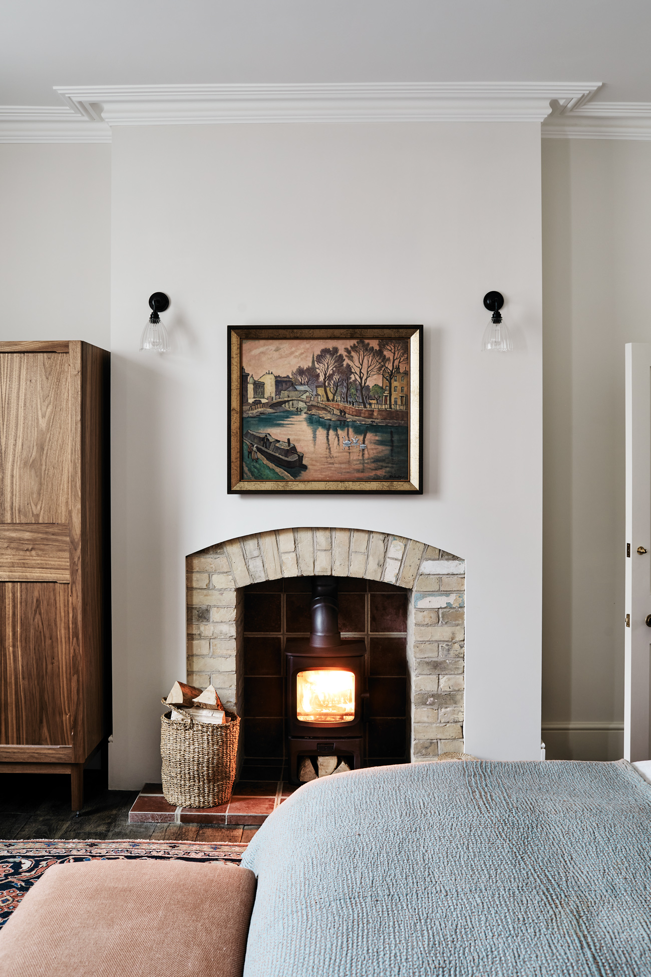 chambre avec cheminée maison rénovée Londres chambre avec cheminée maison rénovée Londres
