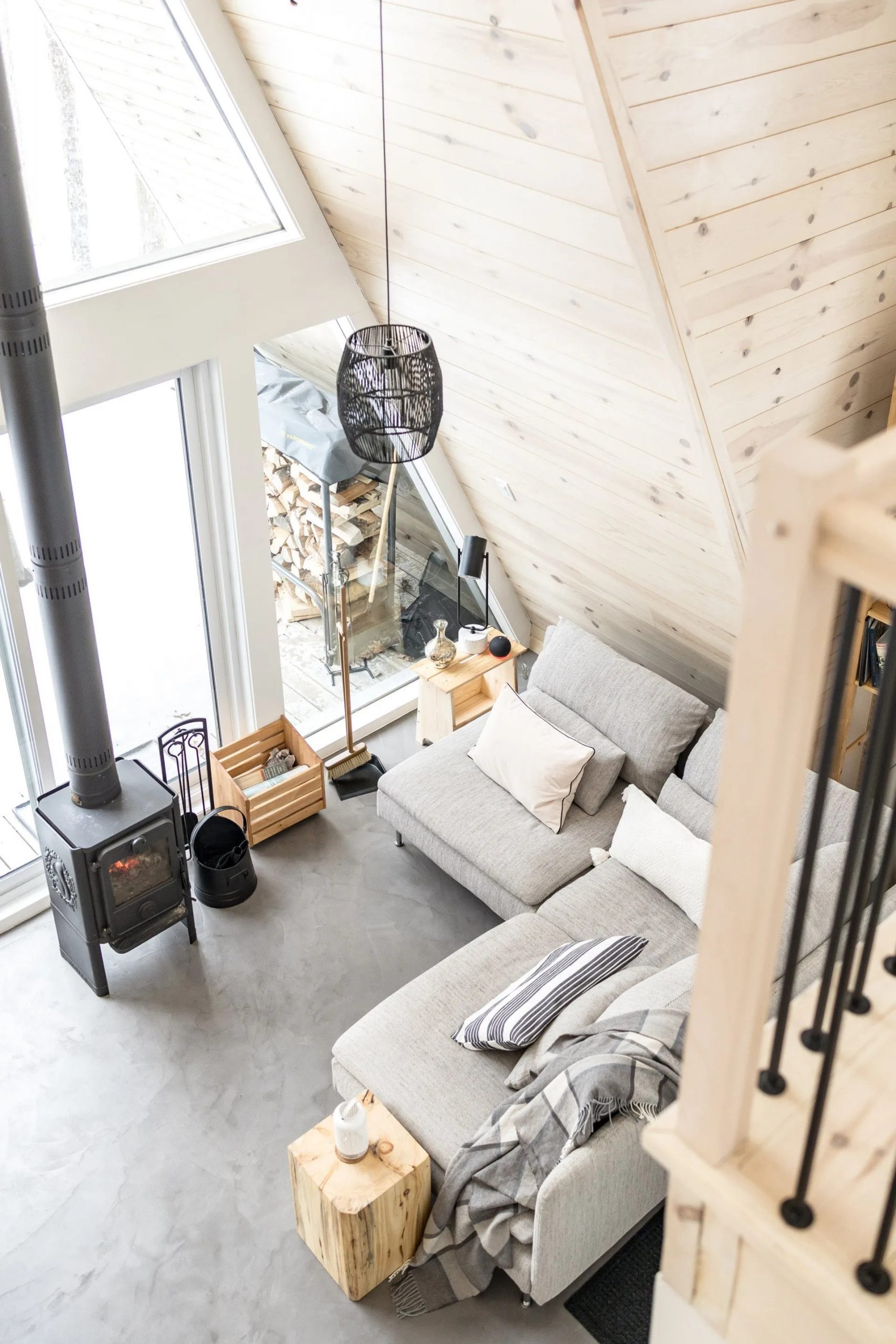 salon maison en bois décoration design