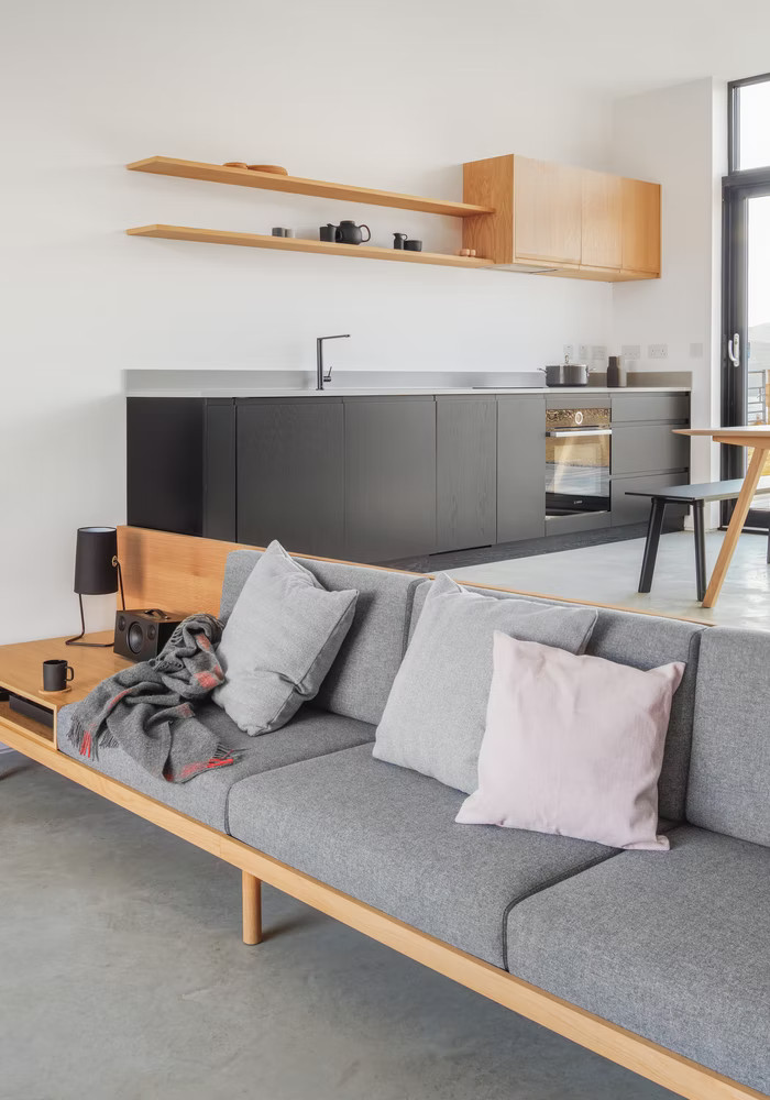 salon et cuisine maison minimaliste