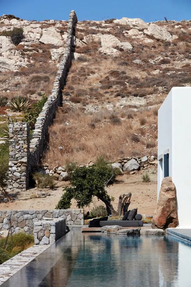 jardin avec piscine maison Mykonos