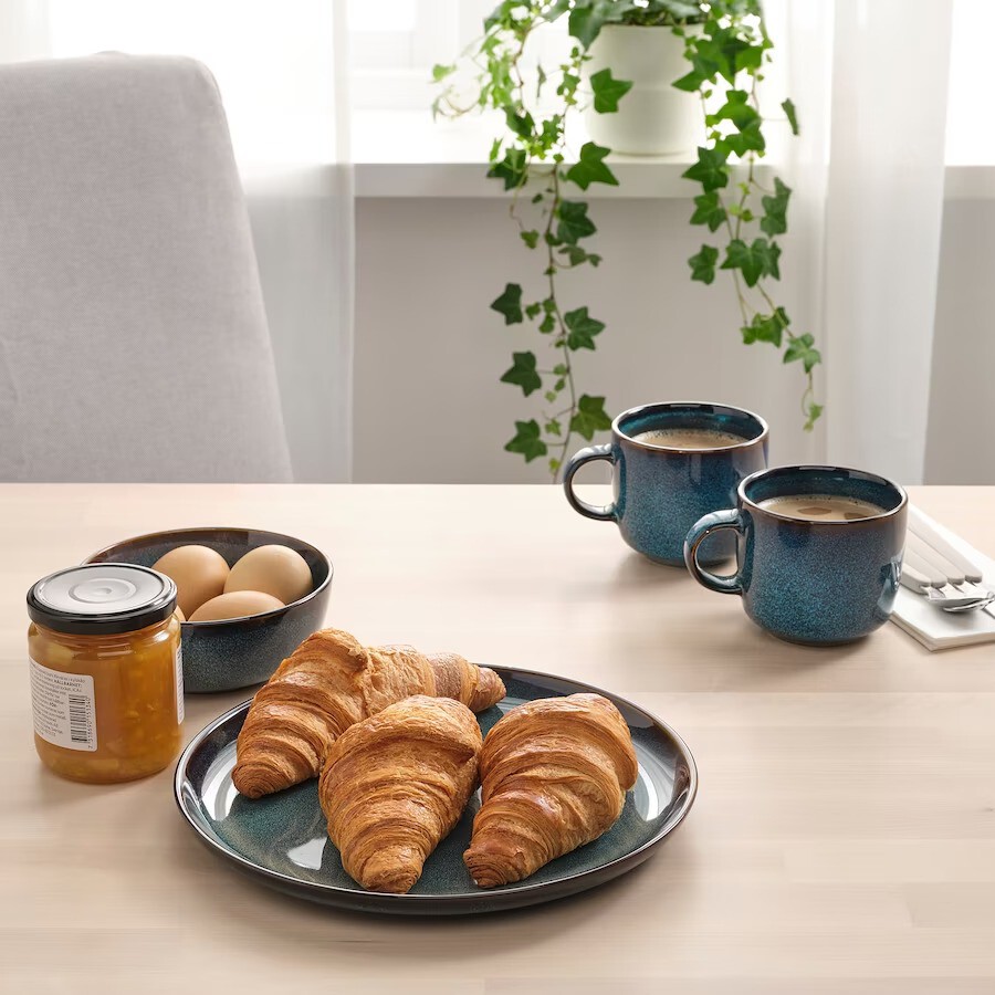assiette grès bleu IKEA