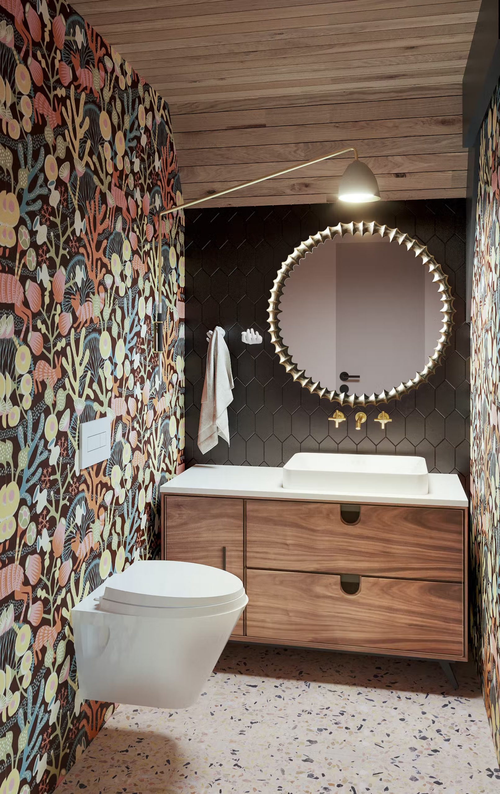 salle de bain avec papier-peint salle de bain avec papier-peint