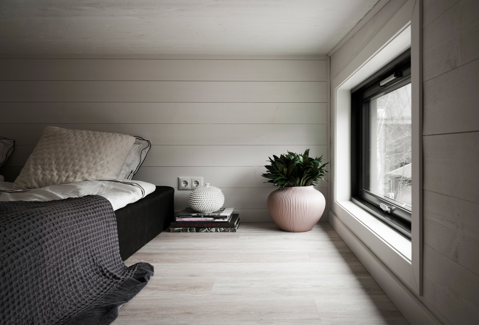 chambre sur mezzanine mini maison 27m2