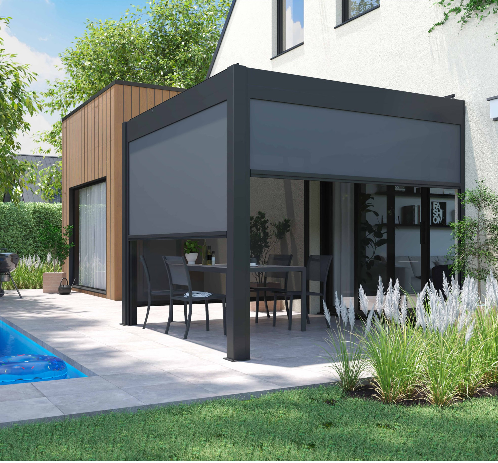 pergola avec stores latéraux