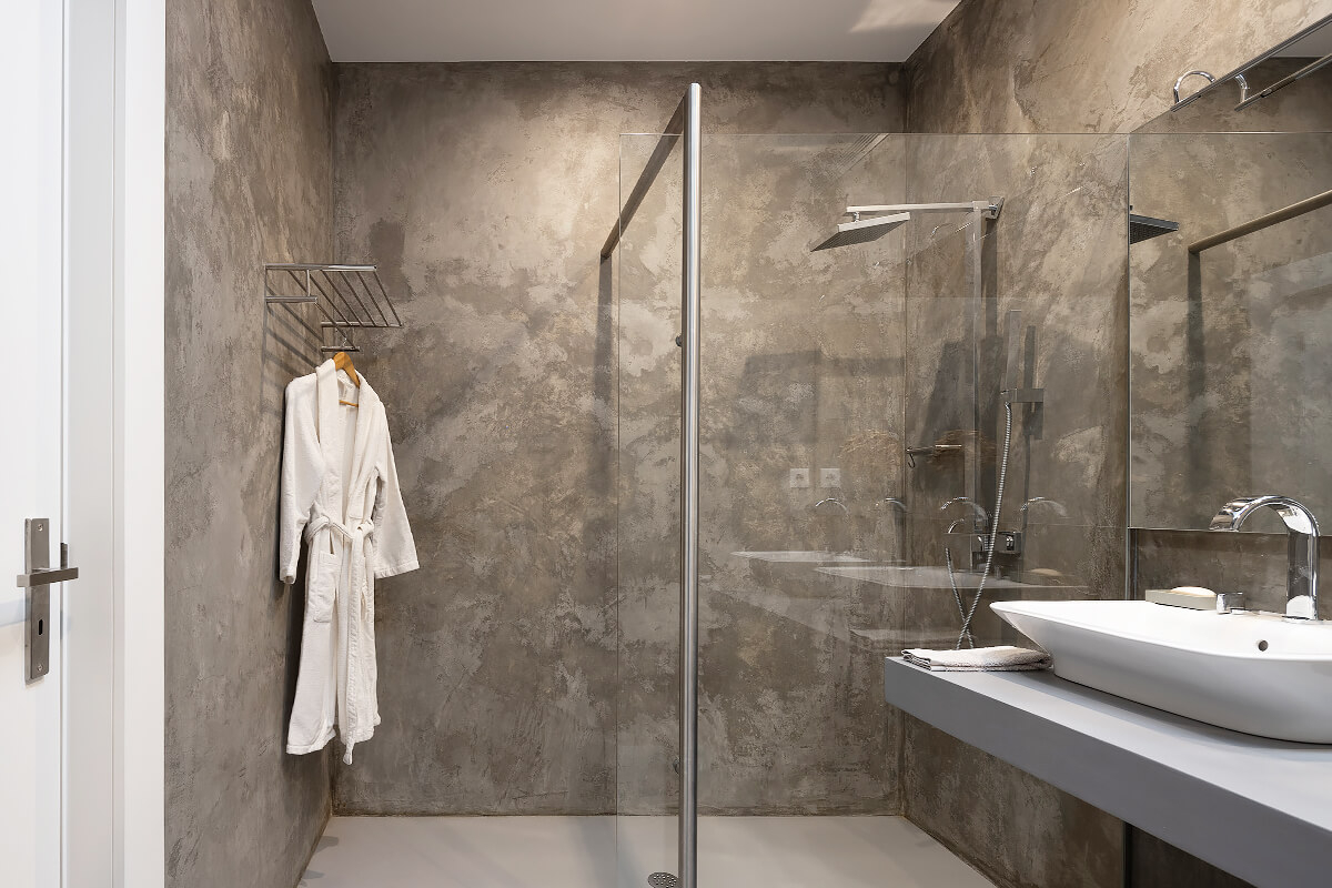 salle de bain design grise