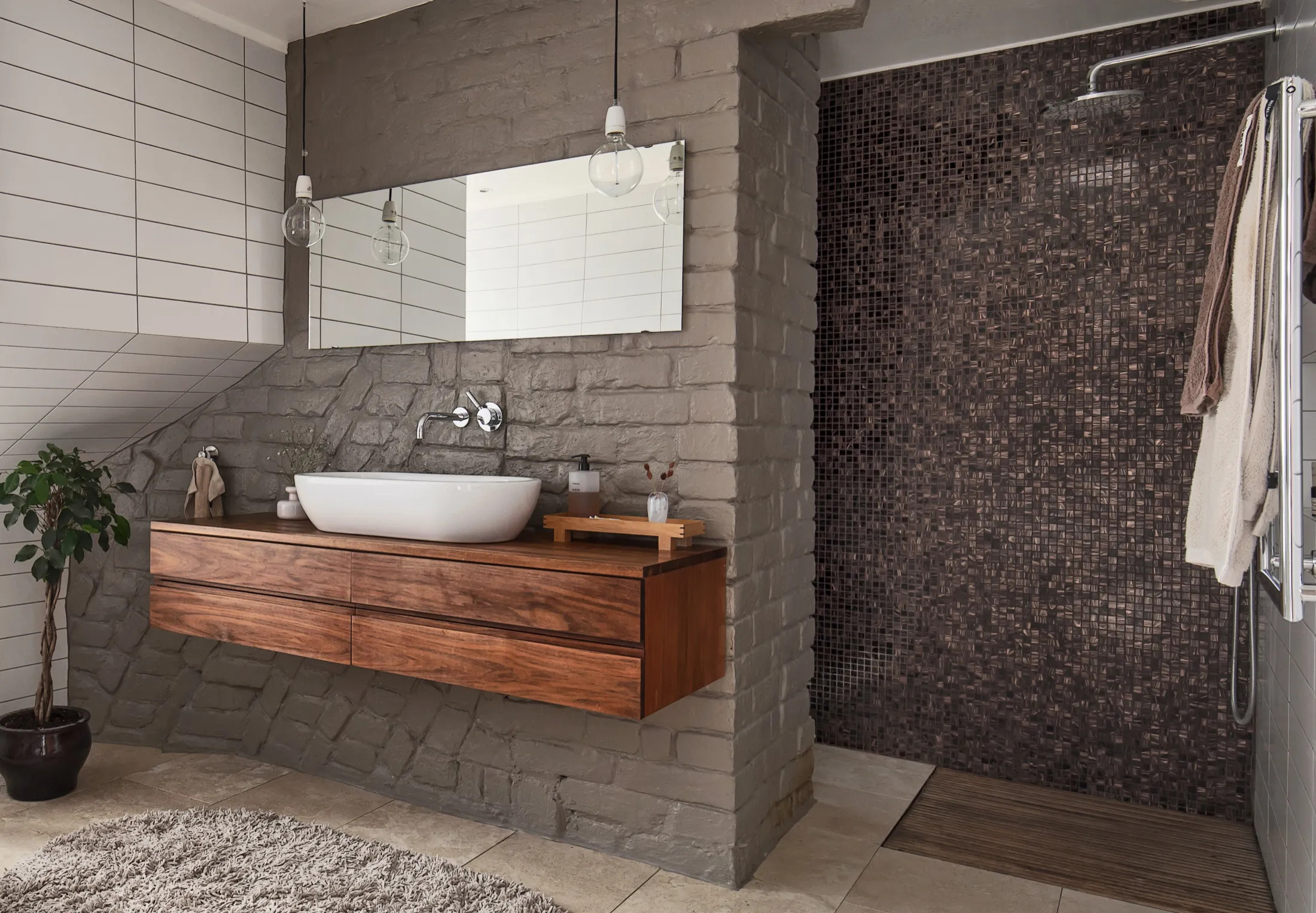 salle de bain grise et bois salle de bain grise et bois