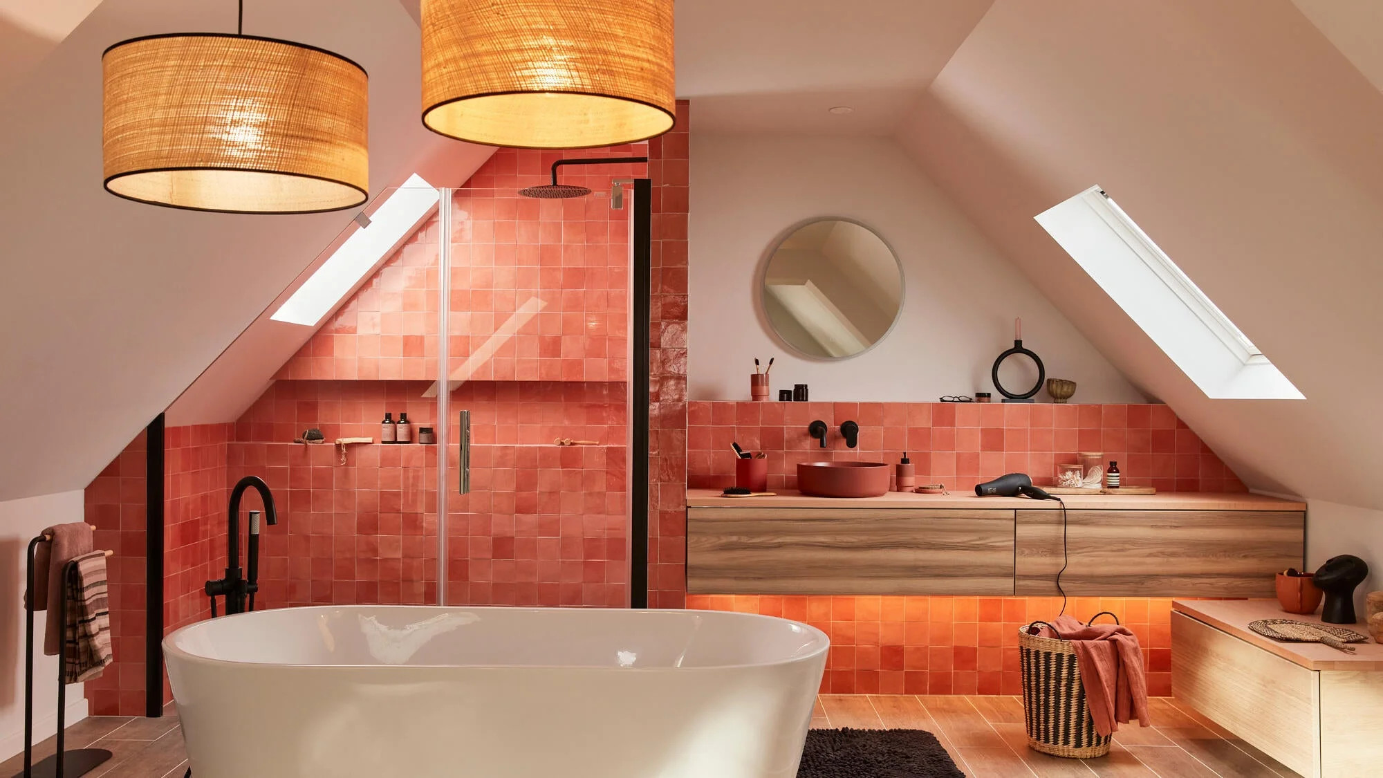 salle de bain terracotta aménagement suite parentale combles salle de bain terracotta aménagement suite parentale combles