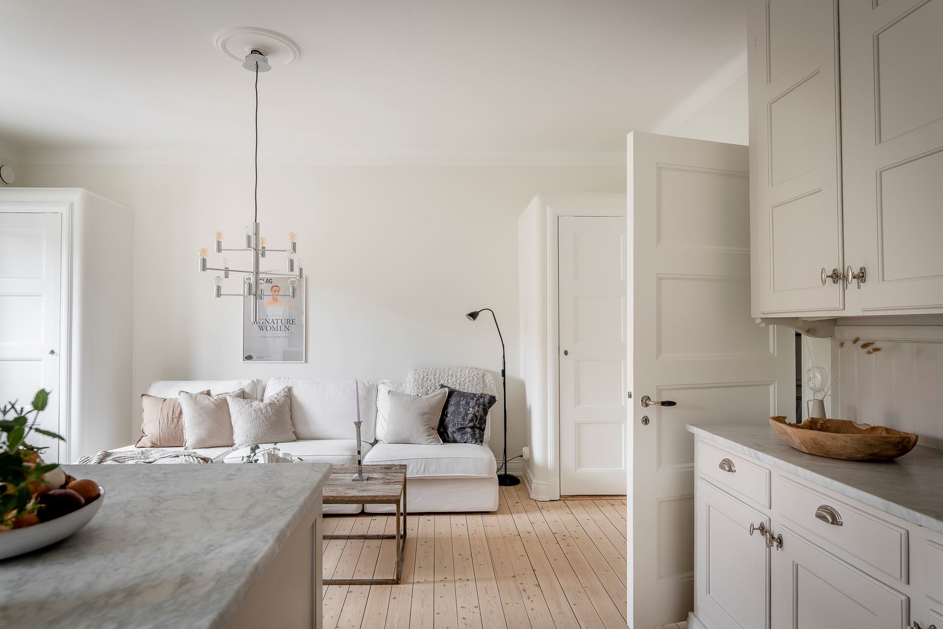 cuisine ouverte sur salon décoration scandinave
