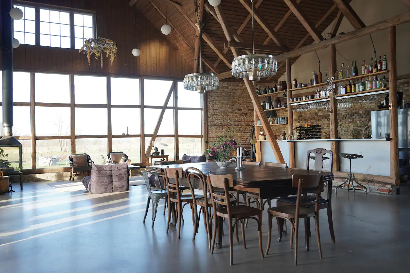 salon grange rénovée