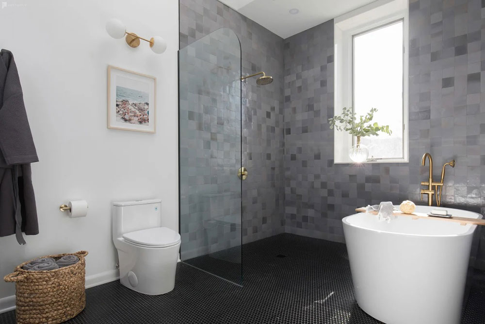 salle de bain grise