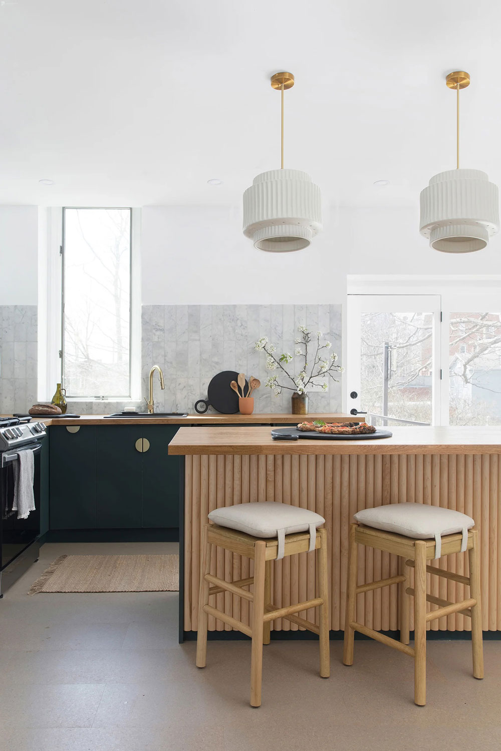 cuisine en bois vert