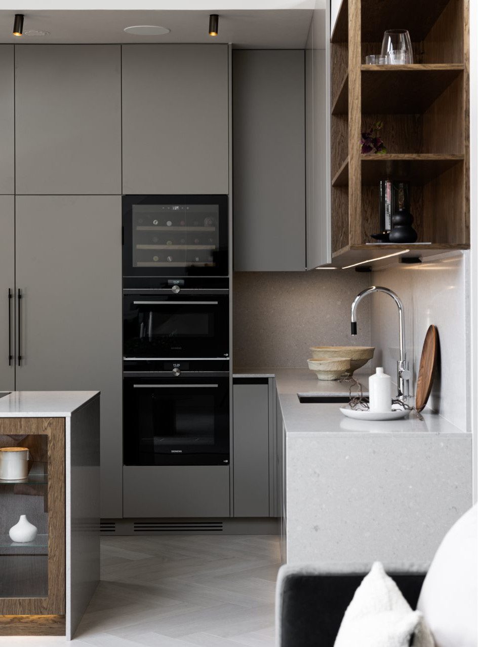 cuisine design grise et bois