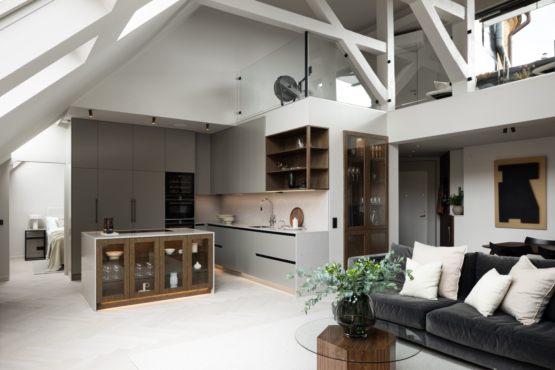 cuisine design grise en angle