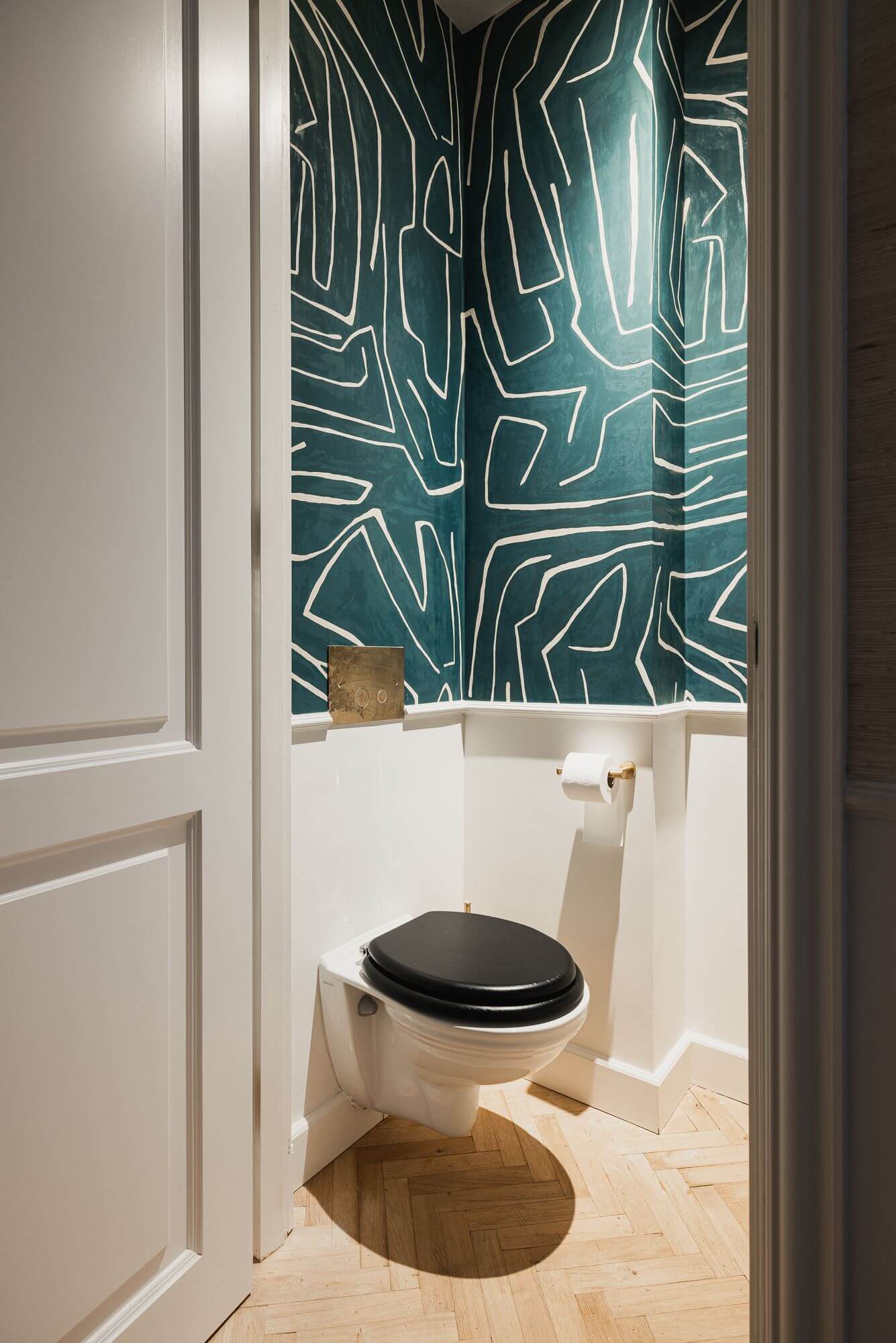 toilettes papier-peint vert