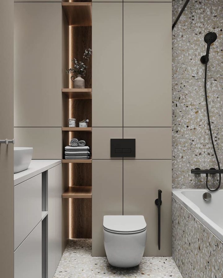 salle de bain terrazzo gris décoration design