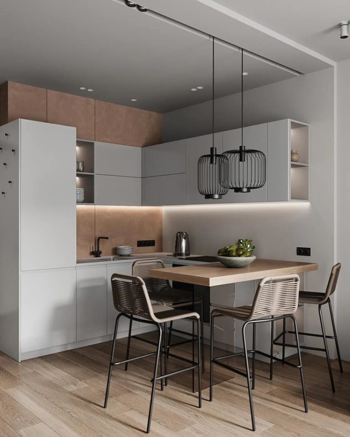 cuisine ouverte grise décoration design