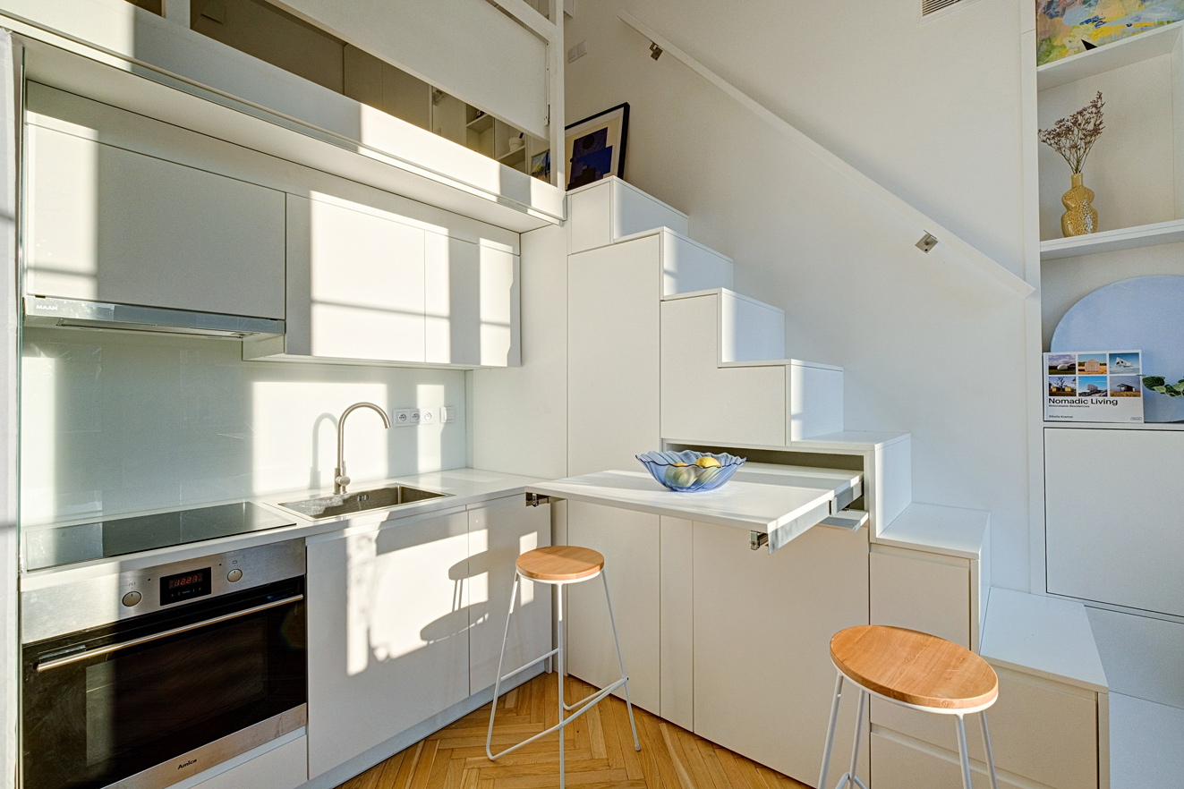 cuisine studio de 20m2 avec mezzanine