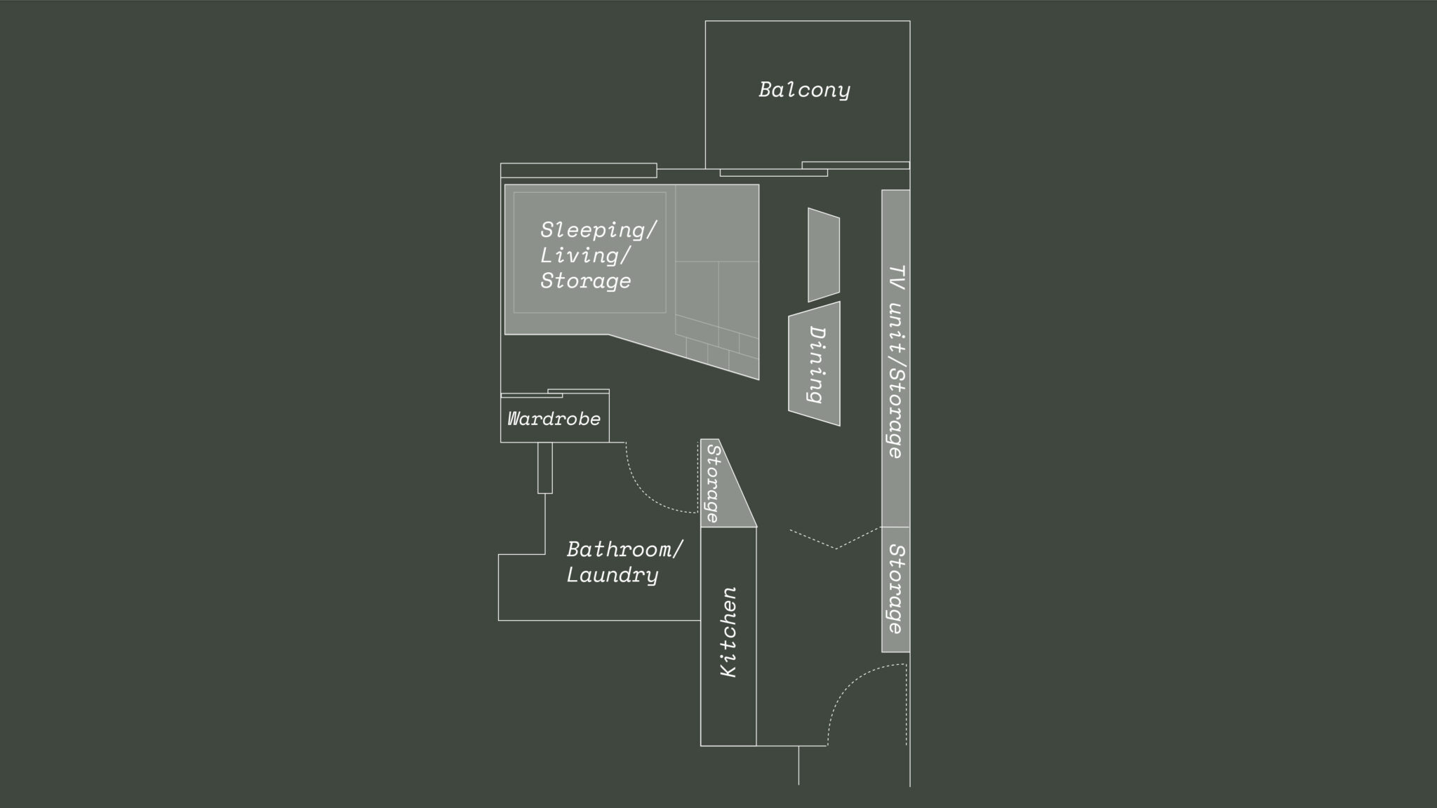 plan studio de 43m2 aménagé par des architectes plan studio de 43m2 aménagé par des architectes