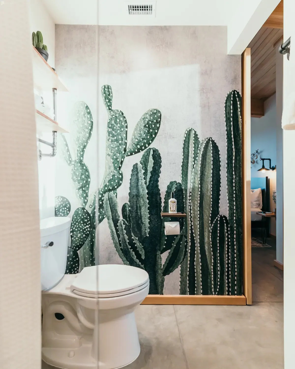 toilettes avec papier-peint cactus toilettes avec papier-peint cactus