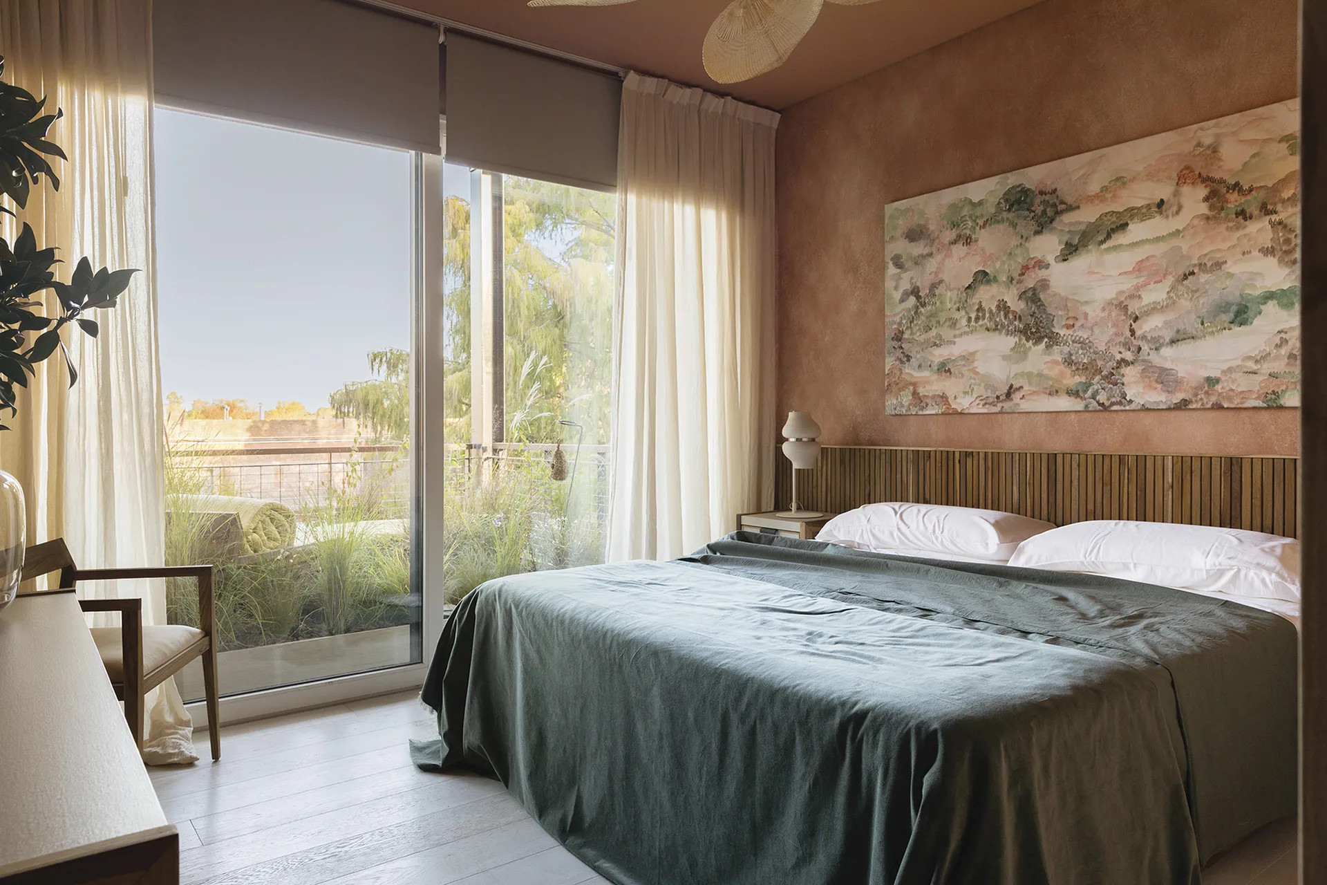 chambre décoration contemporaine mur terracotta