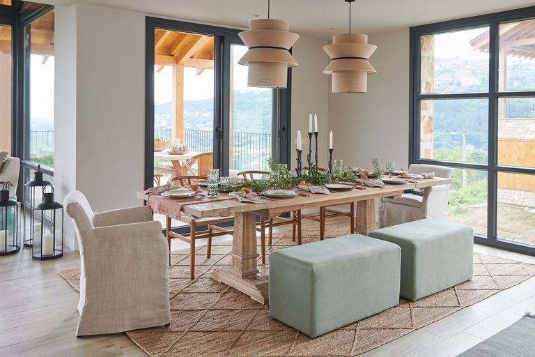 salle à manger maison de campagne contemporaine