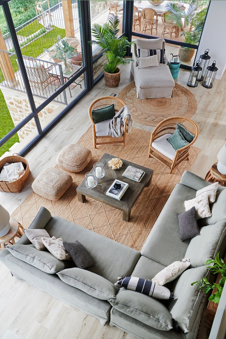 salon maison de campagne contemporaine