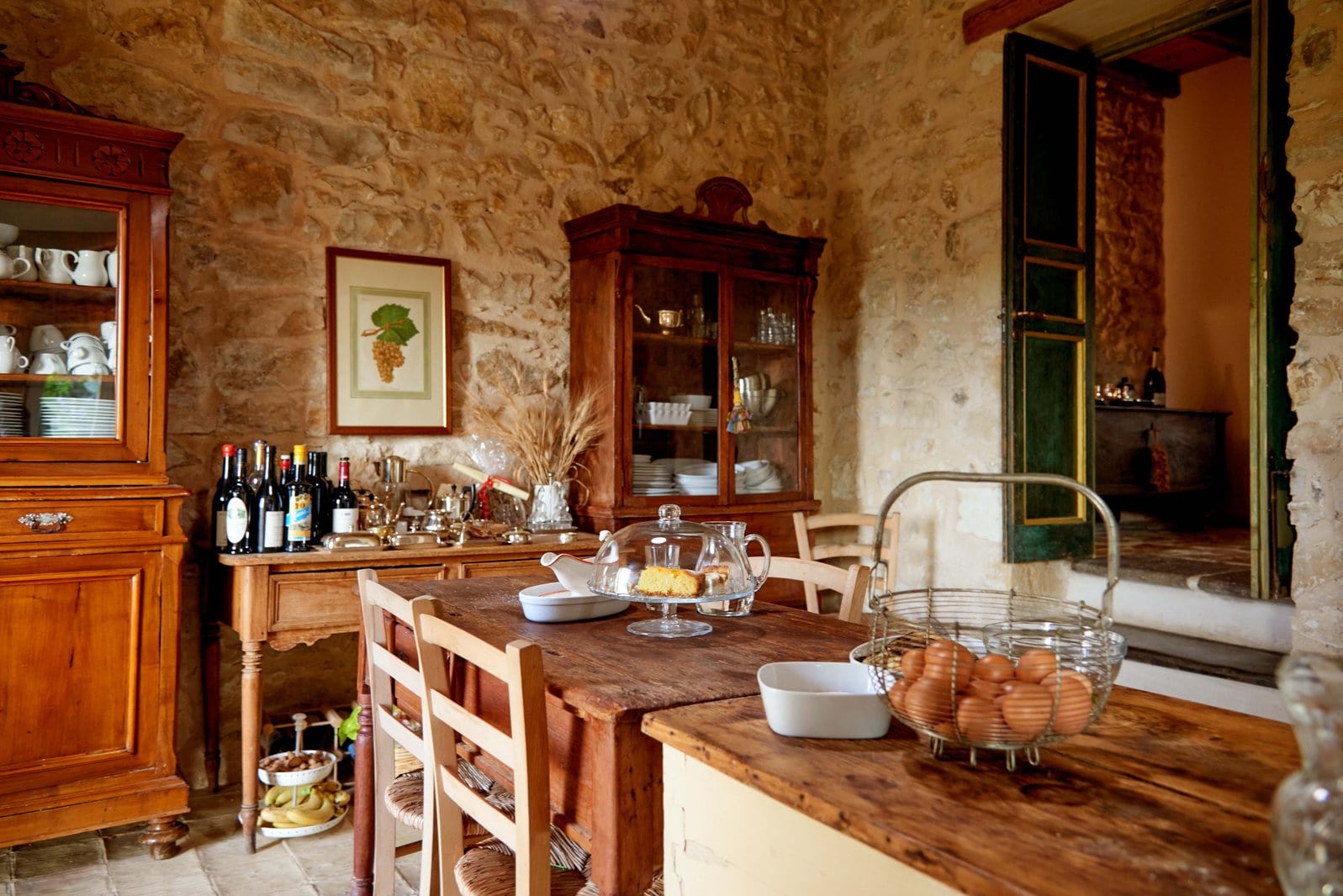 cuisine rustique maison en pierres Baglio Occhipinti