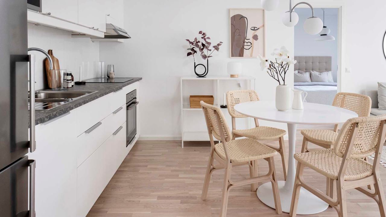 cuisine avec salle à manger décoration Japandi