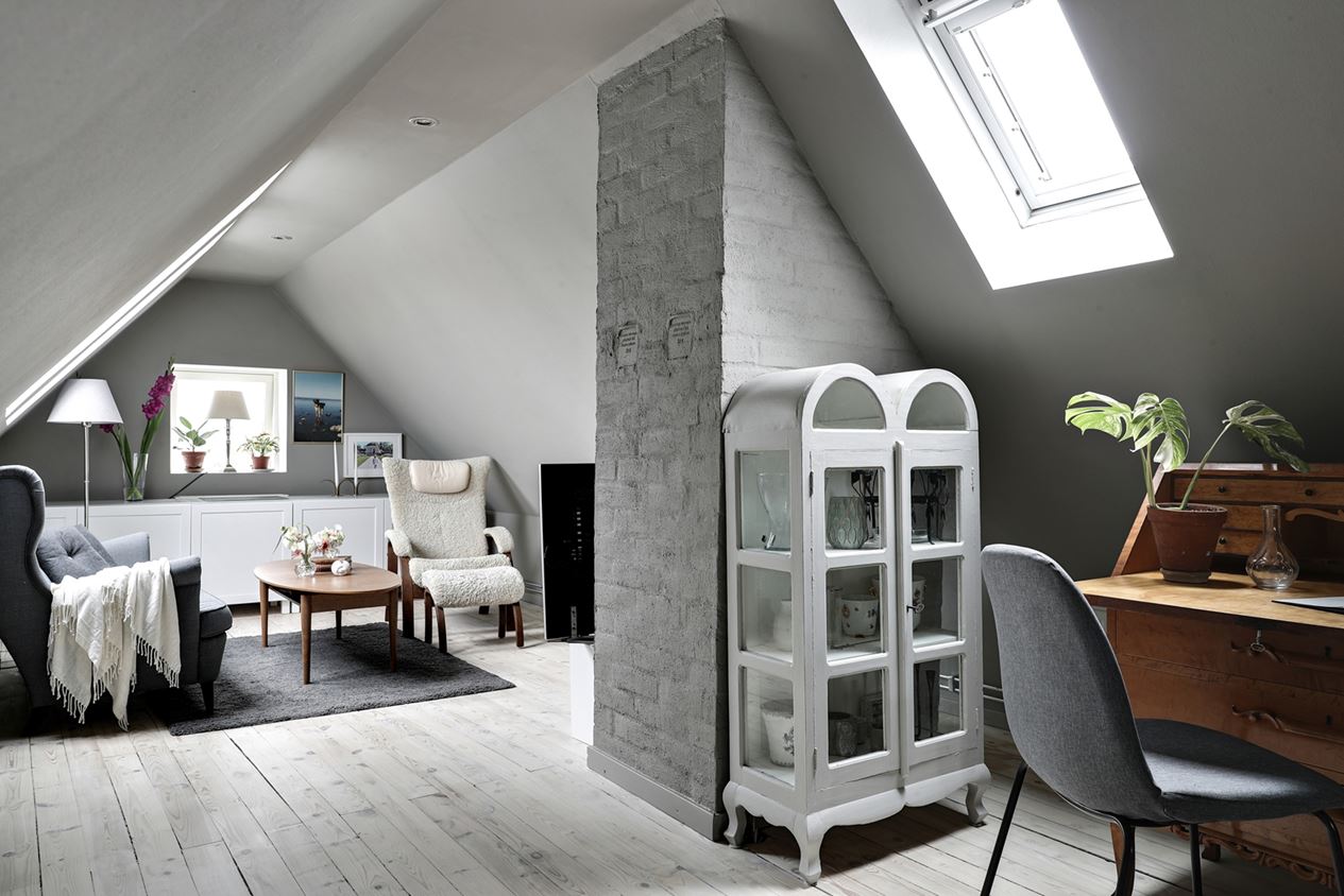 salon et espace bureau dans combles décoration scandinave salon et espace bureau dans combles décoration scandinave