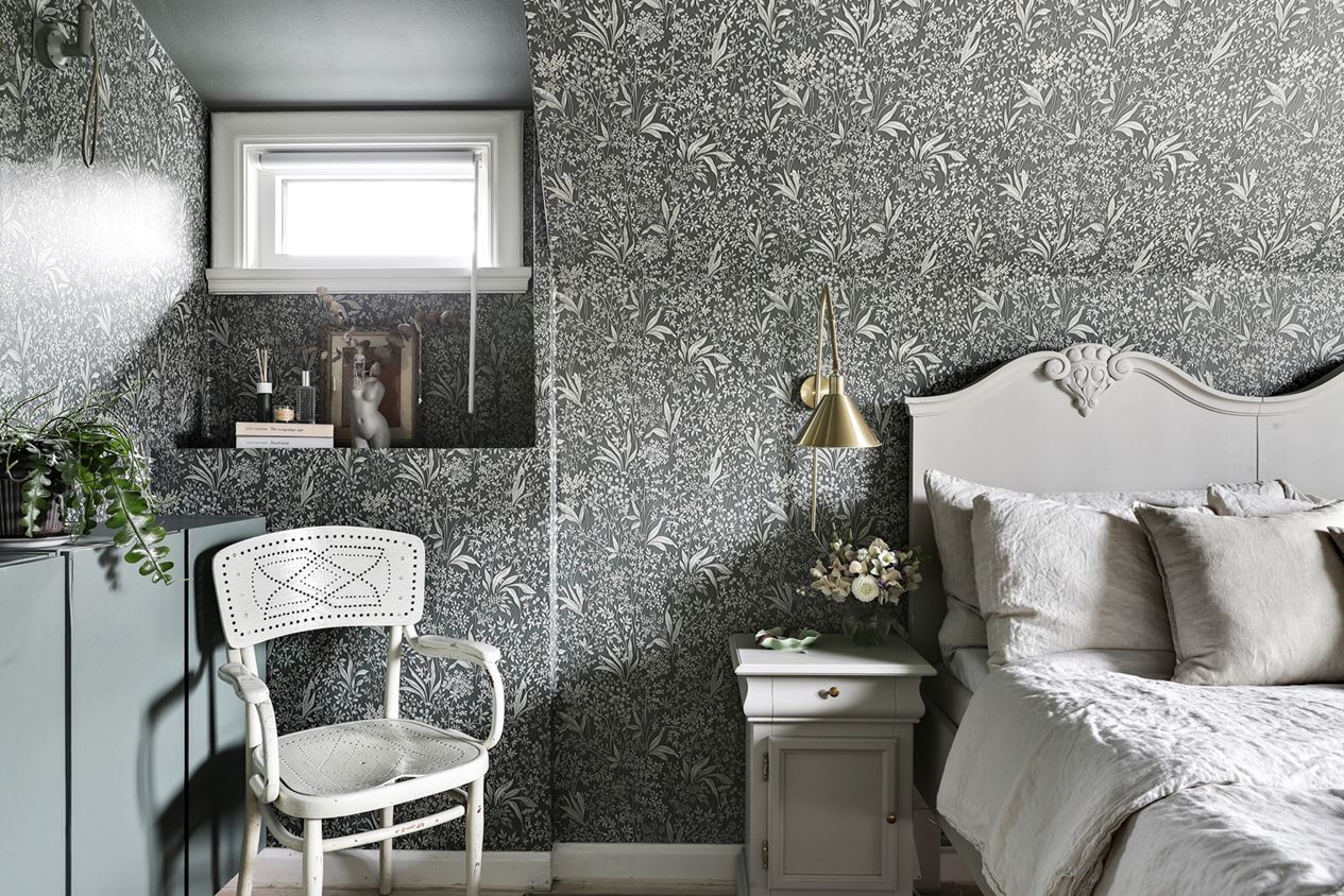 chambre avec papier-peint végétal chambre avec papier-peint végétal