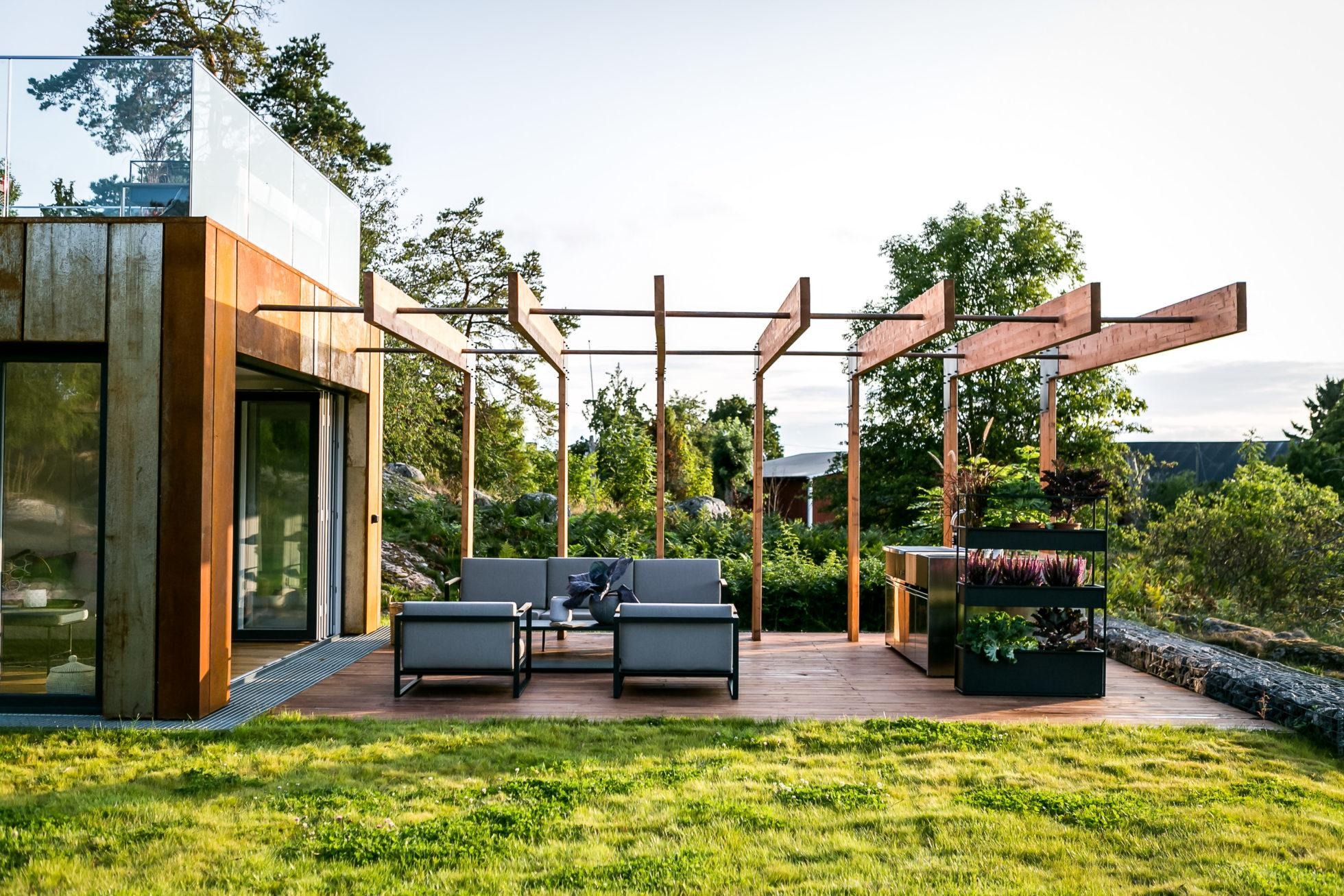 terrasse maison container avec pergola bois terrasse maison container avec pergola bois