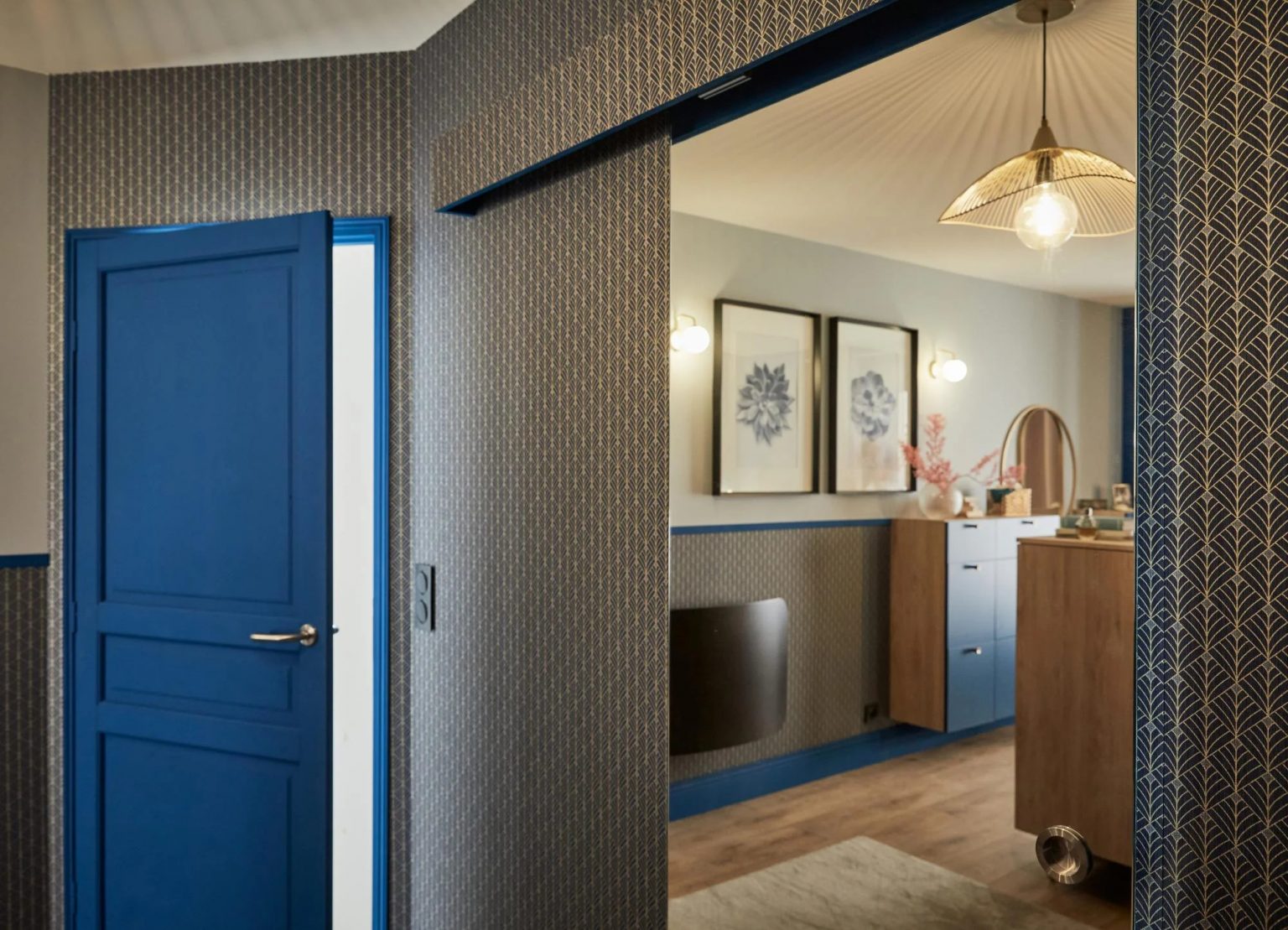 chambre bleue style art déco